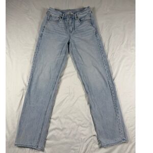 American Eagle 90s Straight Jeans Womens 27 Light Wash High Rise Blue Denim